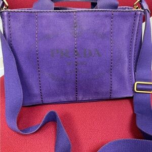 Prada Purple Canvas Tote Bag